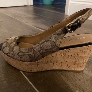 Coach Signature Wedge Sandals - size 8.5- great condition
